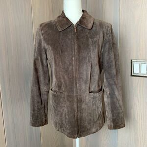 St. John's Bay Brown Suede Zip-Front Jacket